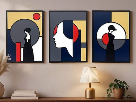 Lethe –  Zamansız Kadın Silüeti Katmanlı MDF Ahşap Tablo Seti | El Boyama & Lazer Kesim