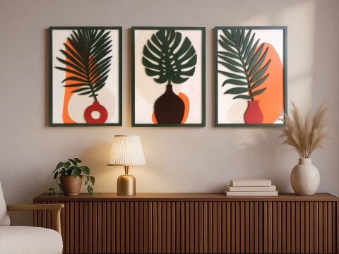 Vera Botanica – Tropikal Temalı Katmanlı MDF Ahşap Tablo Seti  | El Boyama & Lazer Kesim