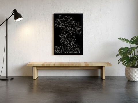 Noir – Nokta Kadın Figürlü Siyah Beyaz MDF Ahşap Katmanlı Duvar Tablosu | Lazer Kesim