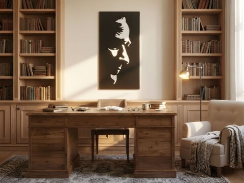 Atatürk Portresi  –  Duvarda Ölümsüz Bir İz MDF Ahşap Katmanlı Duvar Tablosu | Lazer Kesim