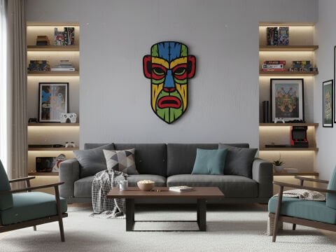 Geronimo – Kabile Lideri Maskesi MDF Ahşap Katmanlı Duvar Tablosu | Lazer Kesim