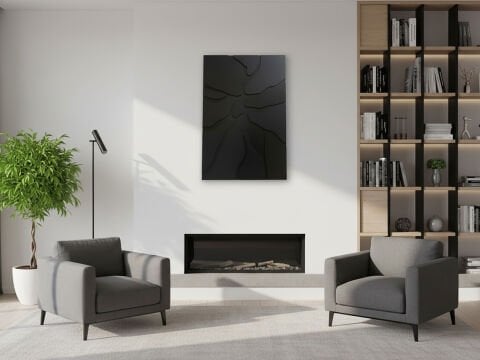 Onyx - Siyah Taş Parça Desenli MDF Ahşap Katmanlı Duvar Tablo |  Lazer Kesim